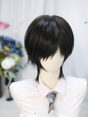 Black Shoulder-Length Ouji Wig with Bangs