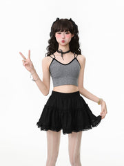 White/Gray/Black Essential Cami Top with Built-in Bra Pads