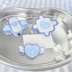 Yami Kawaii Hair Clip with Heart Bandage Design - Blue and White Medical Aesthetic