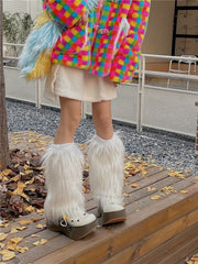 White Y2K 20CM/30CM/40CM Shaggy Leg Warmers