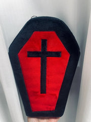 Black & Red Gothic Cross Coffin-Shaped Medium Bag with Skeleton