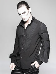 Clearance - Size L for Bust 113cm Black Gentleman Steampunk Shirt with Necktie