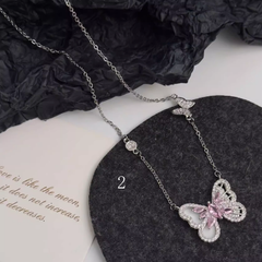 Y2K Rhinestone Decorated Butterfly Ring/Necklace