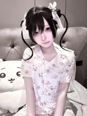 White Peter Pan Collar Allover Bunny Print Heart Pockets Blouse + Shorts Jirai Kei Pajamas Set