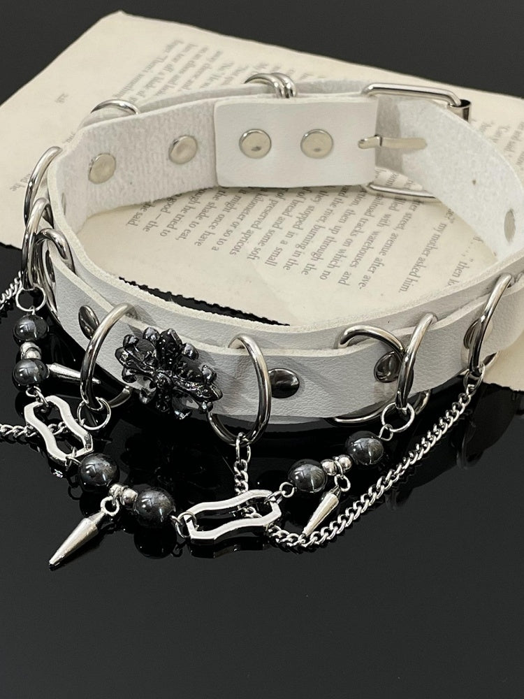 White Gothic Fringe Choker