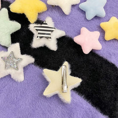 Yellow/Pink/Mint Green/White Star Design 6cm Clips