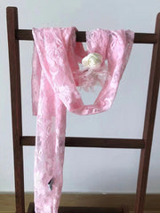 White/Pink Floral Lace Scarf