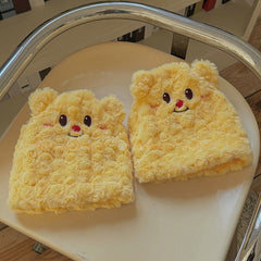 Yellow Cute Bear Plush Leg Warmers