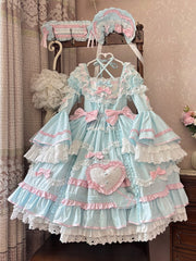Plus Sizes Available Blue Gorgeous Old School Princess Lolita Cotton Dress