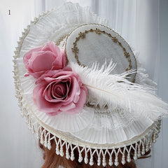 11 Options Gothic Floral Design Beaded Charm Lace Trim Elegant Hat