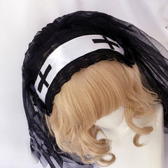 Black/White Nun Lolita Head Veil