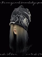 Y2K Black Rolled Hem Tie Dye Studded Glamorous Hat