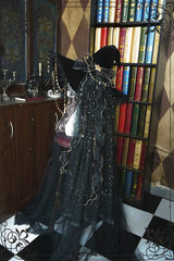 Gorgeous Halloween Fancy Witch Hat with Shiny Veil and Stars Chain - 6 Color Options