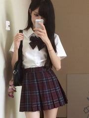 White Preppy Style JK Uniform Short Sleeves Shirt