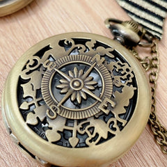 Bronze Alice in Wonderland Vibes Pocket Watch Pendant Necklace