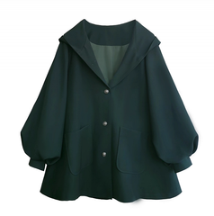 Vintage Preppy Dark Green Hooded Coat Regular/Thicken Version for Autumn & Winter