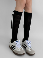 White/Black/Dark Grey/Light Grey Back Bowknot Details Stockings