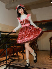 Tangerine Sweet Teddy Bear Print High Waist Lolita Dress