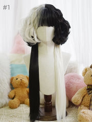 5 Options Split Color Waist Length Curly Wig With Full Bangs
