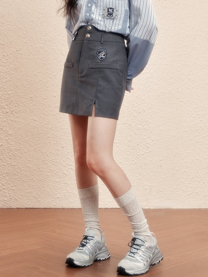 Clearance - Size S for Waist 62cm Ravenclaw Gray High Waist Slit Skirt Harry Potter and KYOUKO Collaboration