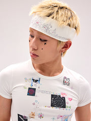 Y2K Crown Rhinestone White Knitted Hairband