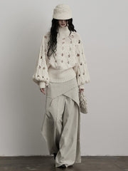 Urban Goth White Cutout Cable-Knit Sweater