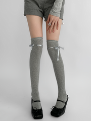 White/Gray/Black Sweet Bowknot Stockings