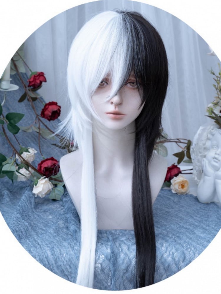 White and Black Long Ouji Style Wig