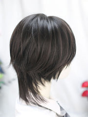 Black Shoulder-Length Ouji Wig with Bangs