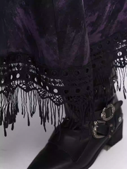 Wasteland Punk Purple Asymmetrical Tassel Hem Side-Slit  Dress