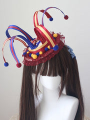Blue And Red Circus Sweet Lolita Clown Mini Hat