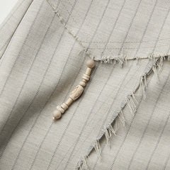 Urban Goth Apricot Asymmetrical Cut Frayed Striped Wide-Leg Pants