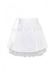 White Lace Raw Hem Fairy Goth Pleated Skirt