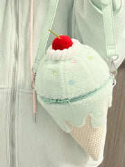 Yume Kawaii Mint Green Ice Cream-shaped Plush Crossbody Bag