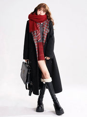 Red Plaid Preppy Style Box Pleat Skirt