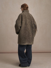 Timeless Dark Gray Fleece Coat with Toggle Closures