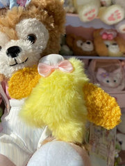 Yellow Bowknot Decorated Plush Puppy Keychain