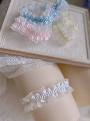 White/Yellow/Pink/Blue Ribbon Ruffle Cute Garter