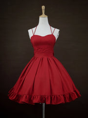 Clearance - Size L for Bust 88-96cm Simple and Elegant Little Red Dress with Big Bow at Back Free Bow Hairclip