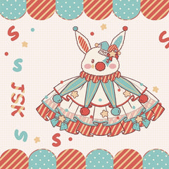 Fleece Clown Bunny Bodice Green and Orange Circus Sweet Lolita Overalls Pastel Clowncore Dress