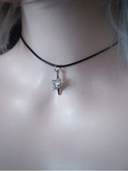 Star Rhinestone Pendant Black Choker