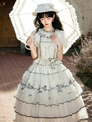 White Ruffled Lace Elegant Lolita Blouse with Black Trim