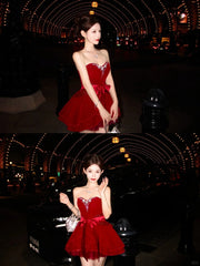 Vintage Red Velvet Rhinestone Waist Cincher