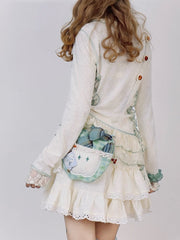 Vintag Beige Tiered Skirt with Lace Accents