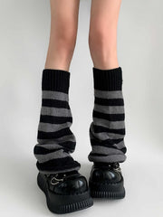 2 Colors Y2K Striped Knit Flared Leg Warmers