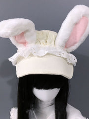 Yellow/White Sweet Oversized Bunny Ears Hat