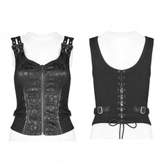 Black Steampunk Jacquard Waistcoat
