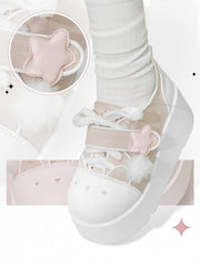 Y2K Pink & White Regular/Thicken Version Platform Canvas Sneakers