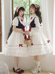 White and Red Bead Bowknots Hairband Snow White