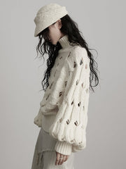 Urban Goth White Cutout Cable-Knit Sweater